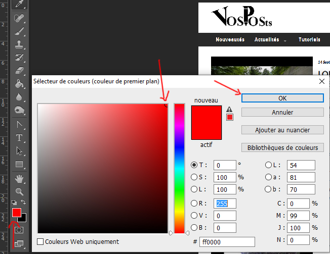 Sélection de couleur dans photoshop