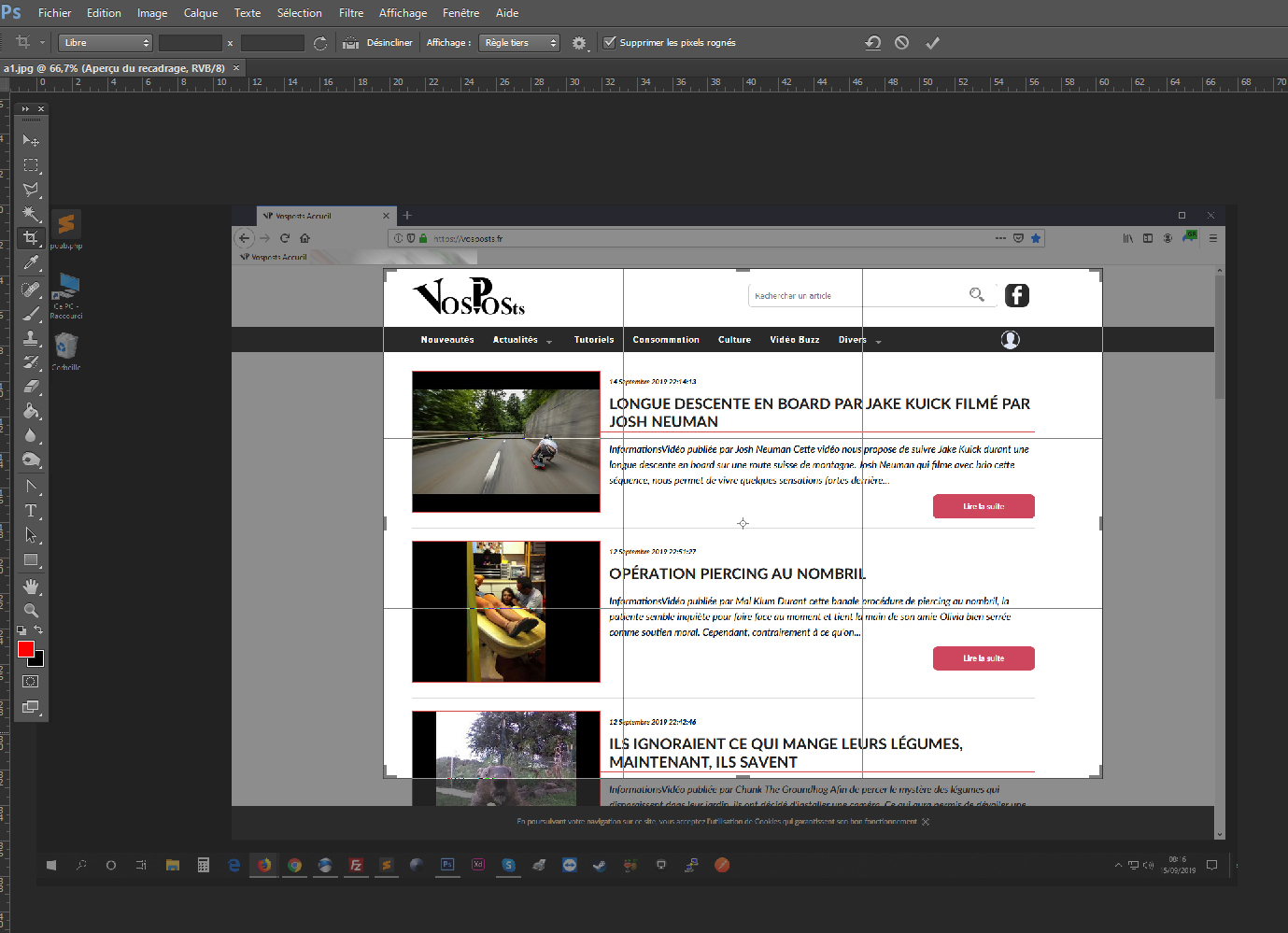 Valider un recadrage dans photoshop