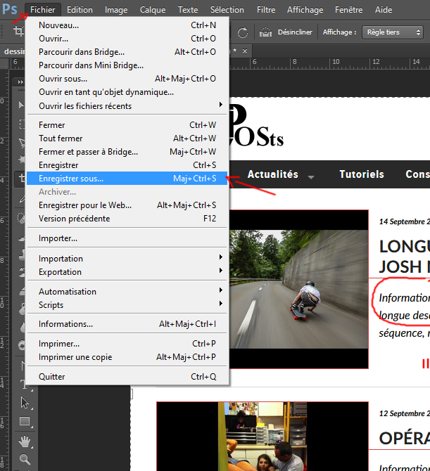 Enregistrer sous dans photoshop
