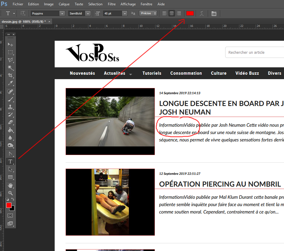 Ajouter du texte dans photoshop