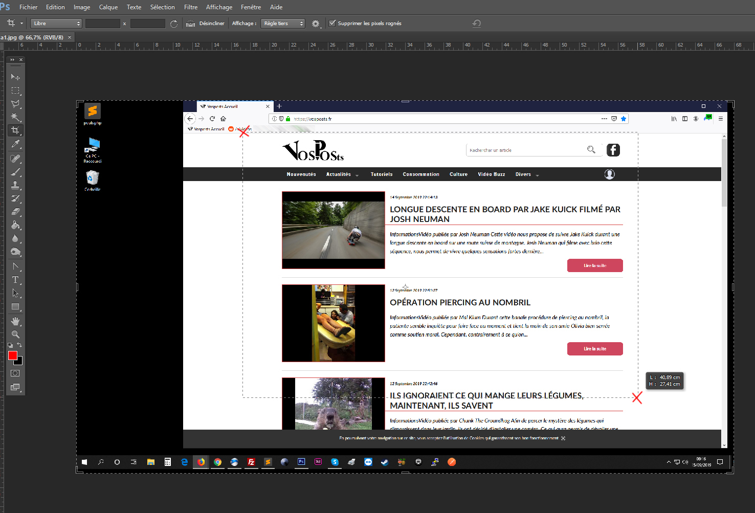Action de recadrage dans photoshop