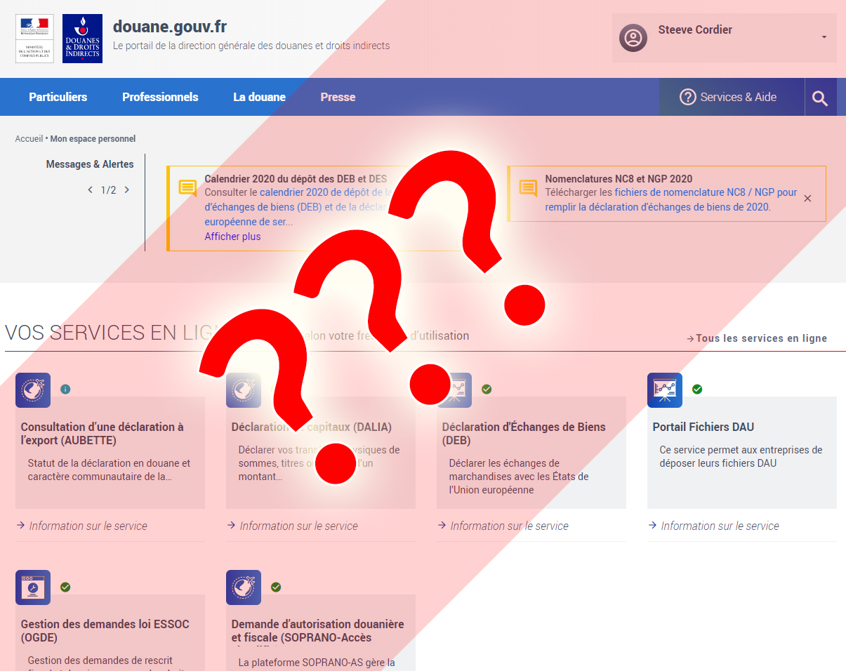 Gui de déclaration sur le site douane.gouv