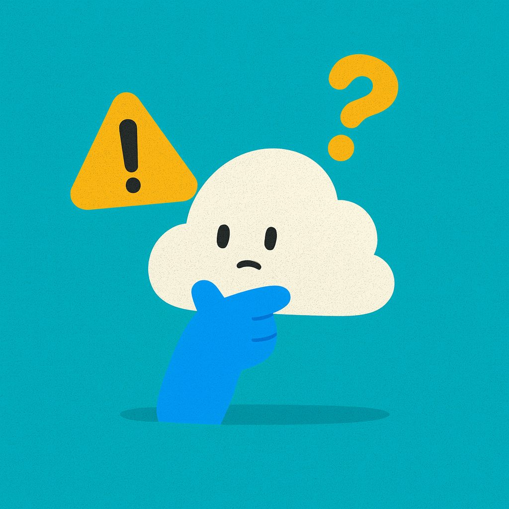 Terabox-Logo mit Warnzeichen, das die Grenzen des kostenlosen Cloud-Speicherangebots veranschaulicht