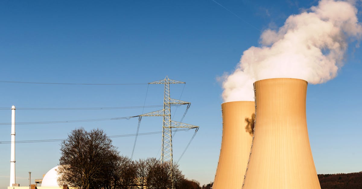 Illustration of a small modular nuclear reactor SMR against a background of an energy plant