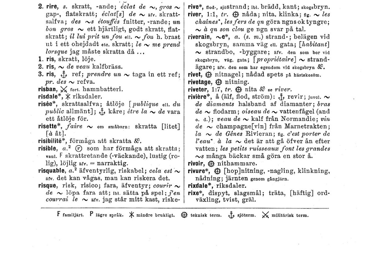 Pagine aperte di un dizionario stampato, che illustrano le curiosità nascoste nel vocabolario della lingua francese