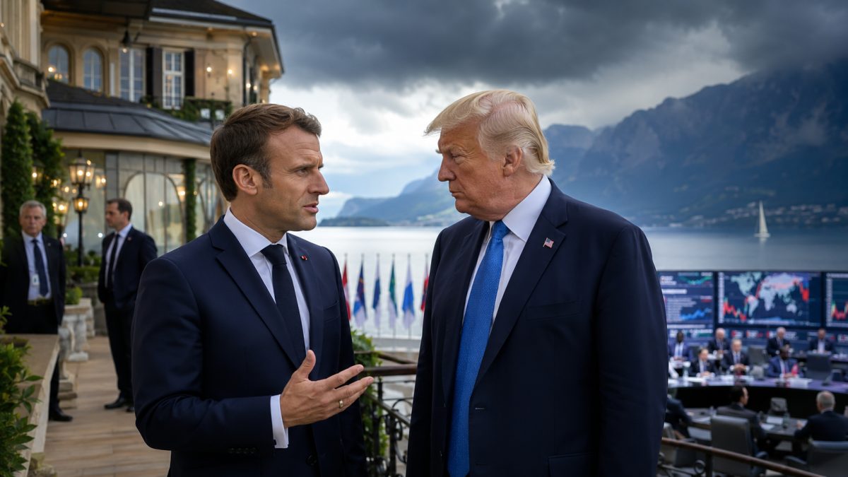 Emmanuel Macron e Donald Trump riuniti durante un vertice internazionale in riva al lago Lemano